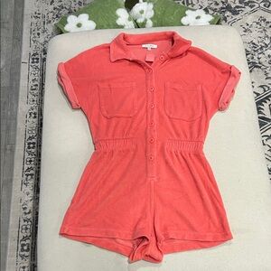Z Supply Coral Button-Up Romper